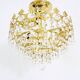 Old chandelier, gold metal crown ceiling, 4 floors, 3 fires, glass stamps. Year 80