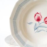 Set of 4 mismatched Digoin Sarreguemines floral soup plates