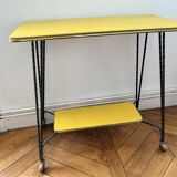 Vintage wrought iron yellow laminate console