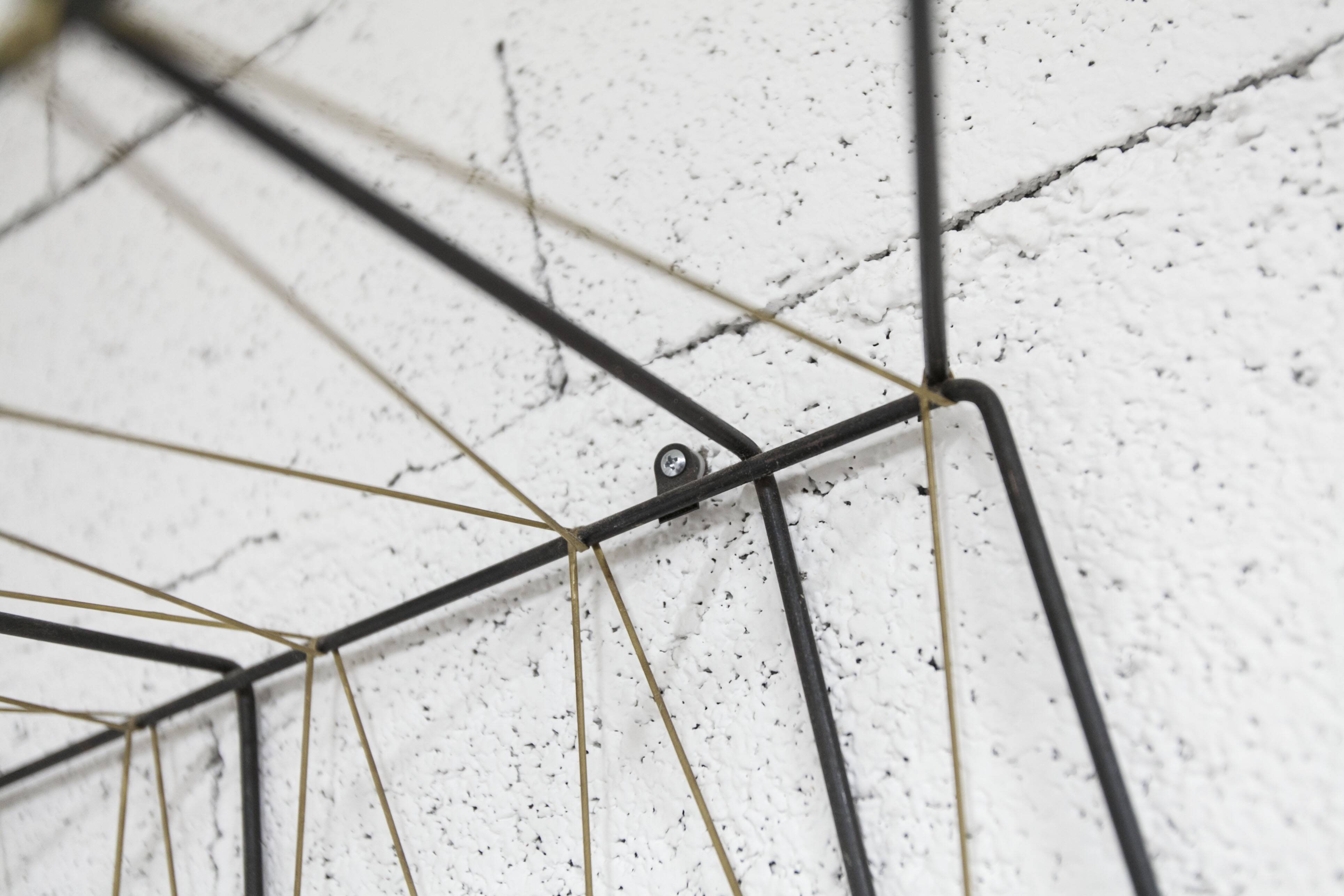 Black steel coat rack and scoubidou wire 1960