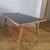 rattan coffee table 50s-60s