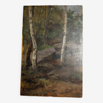 Oil painting on forest military panel signed Pierre Petit Gérard dated 1920