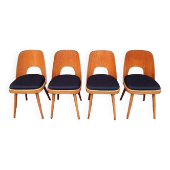 Set of 4 Oswald Haerdtl designer chairs, Vintage Czech 1955