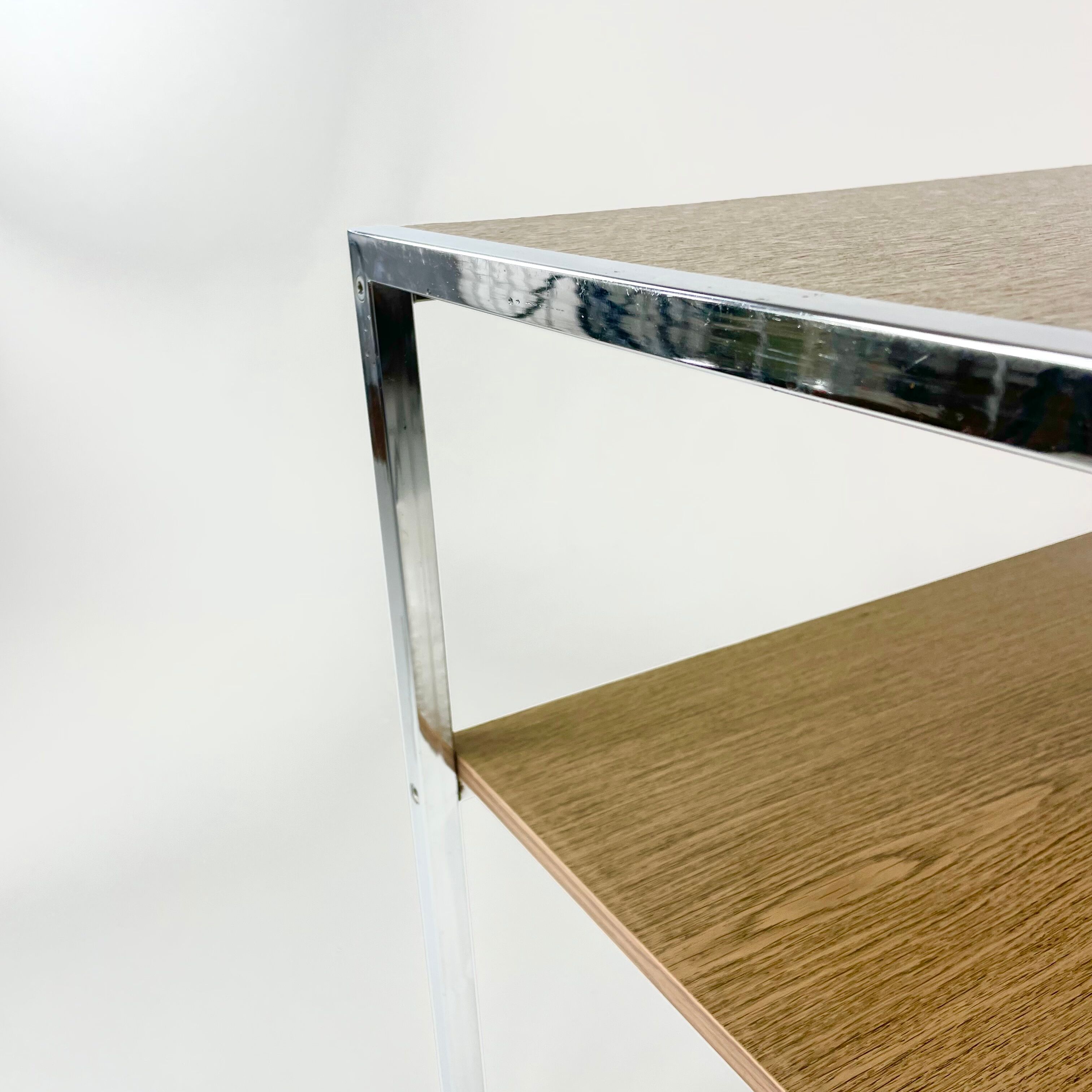 Table on wheels, laminate top and metal Eiffel legs, circa 1950