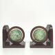 Pair of bookends vintage globe world map wood paper