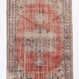 Tapis Vintage Corail Médaillon Patiné Chic, 143x235 Cm