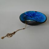 Fat Lava blue round ceramic ashtray 70s