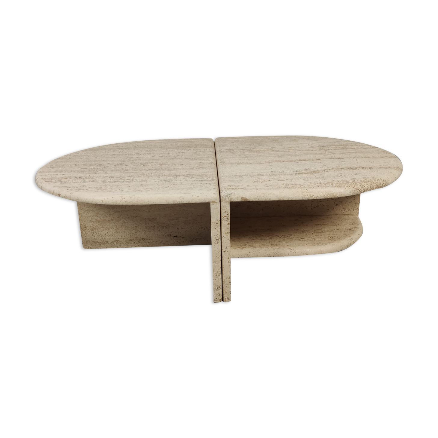 pair of low tables in travertine, Italy 1980s