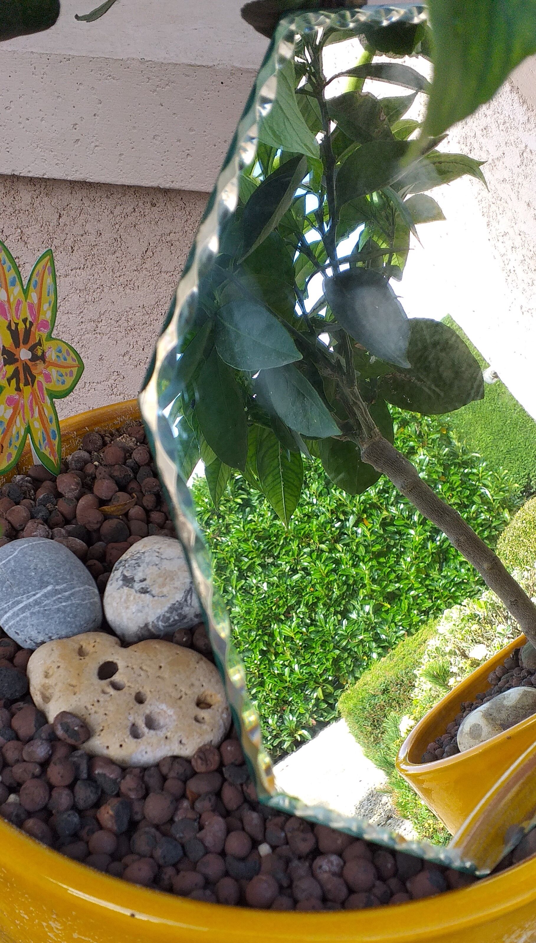 Octagonal beveled mirror