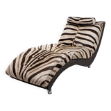 Italian Chaise Longue Cowhide with Zebra Pattern, 1980s