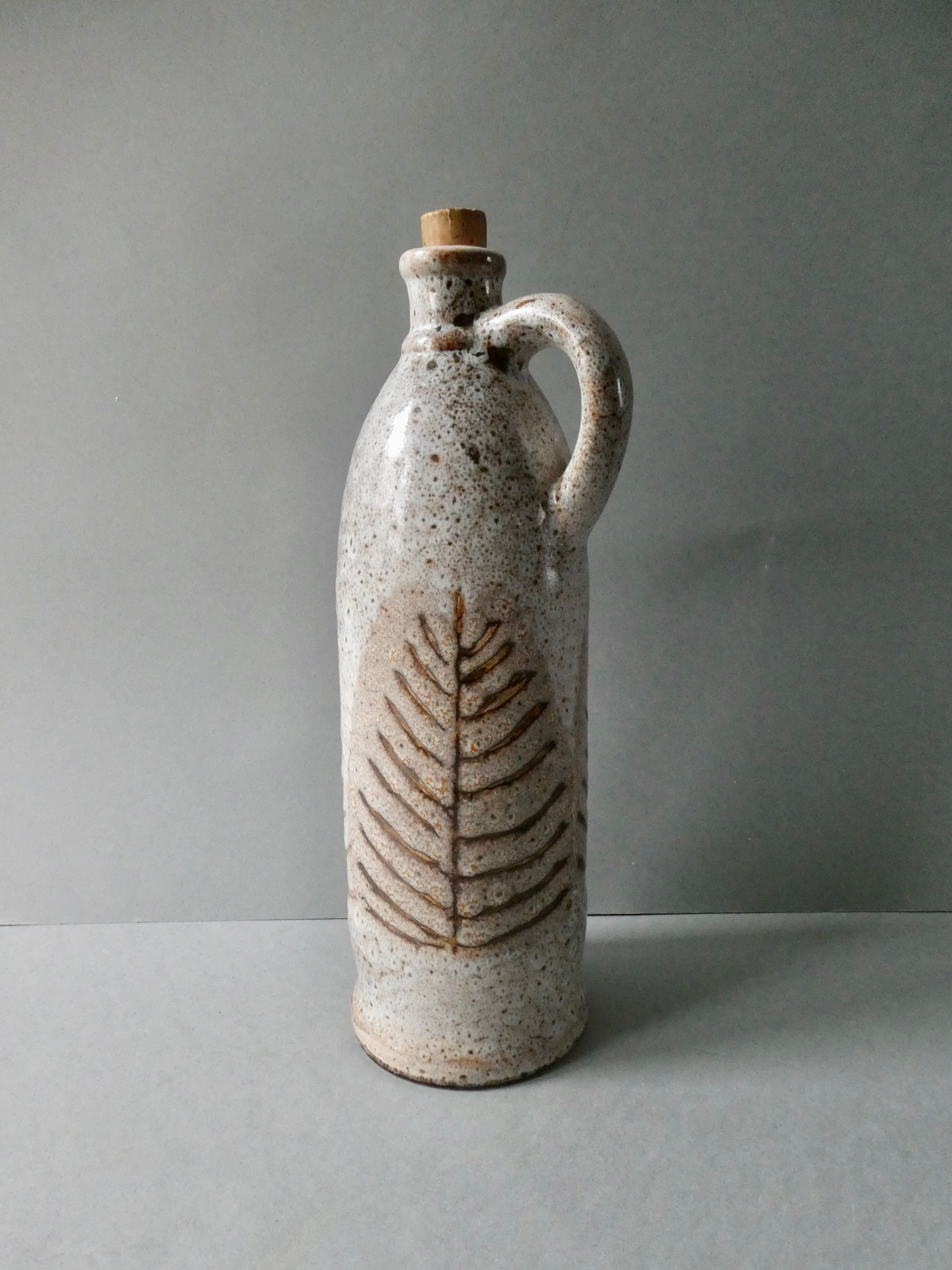 Stoneware bottle herbarium decoration, Jalapa model of the 60s