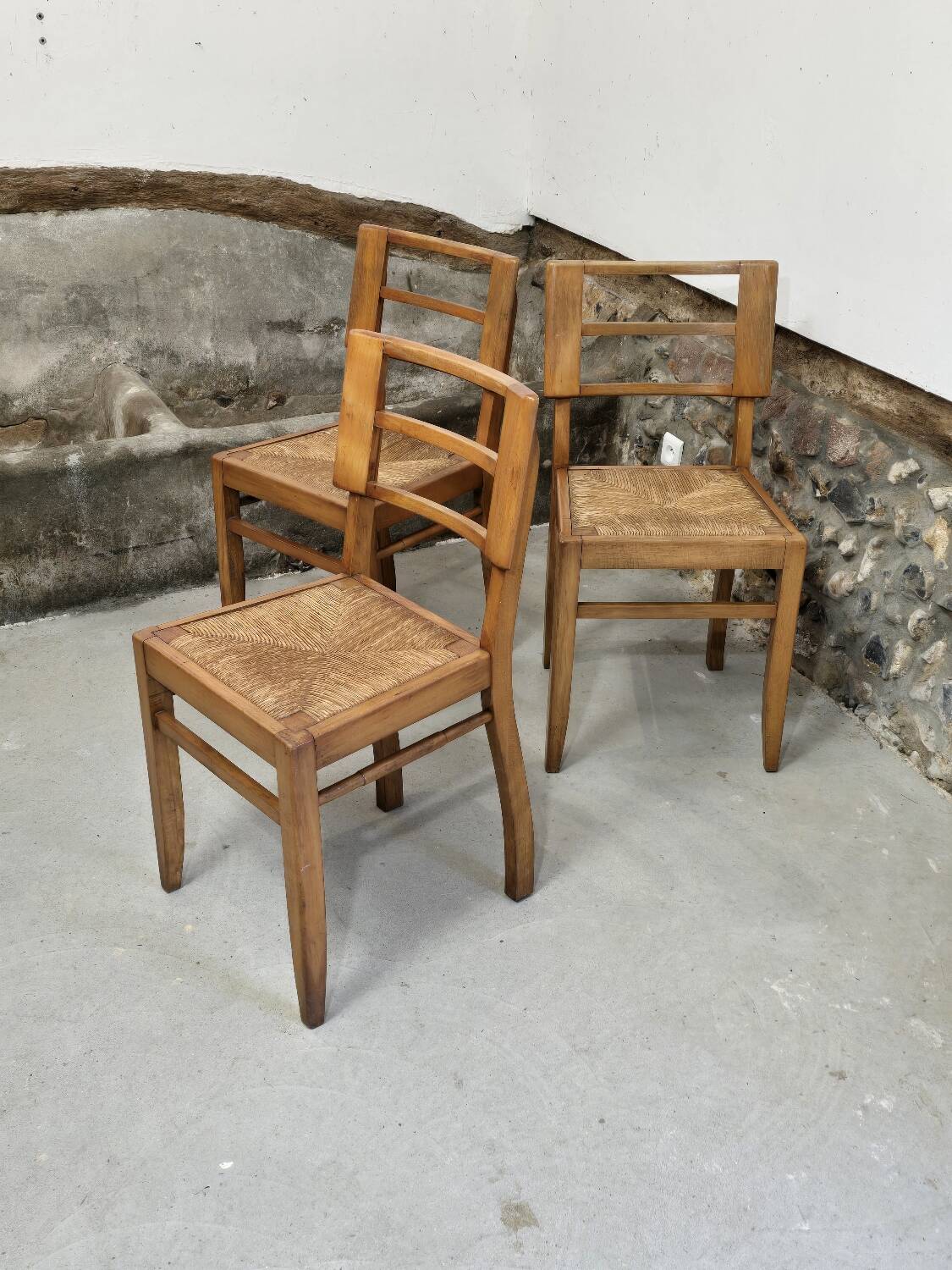 3 Pierre Cruège style chairs 1940-1950