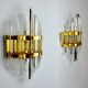 Pair of Venini wall lamps cut glass Murano Italy 1970