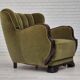 Fauteuil danois en tissu vert et chêne, 1960