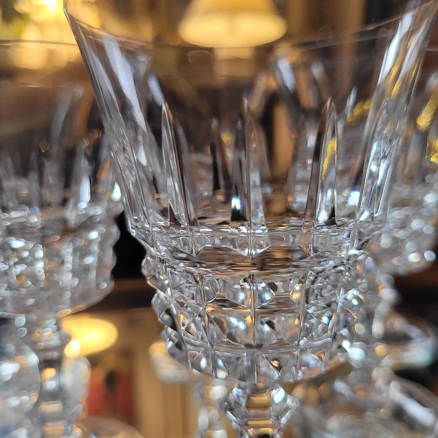 Set of 10 cut crystal stemmed glasses - France, circa 1950-197