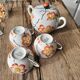 Lot tea cups and flower sugar bowls, Delvaux