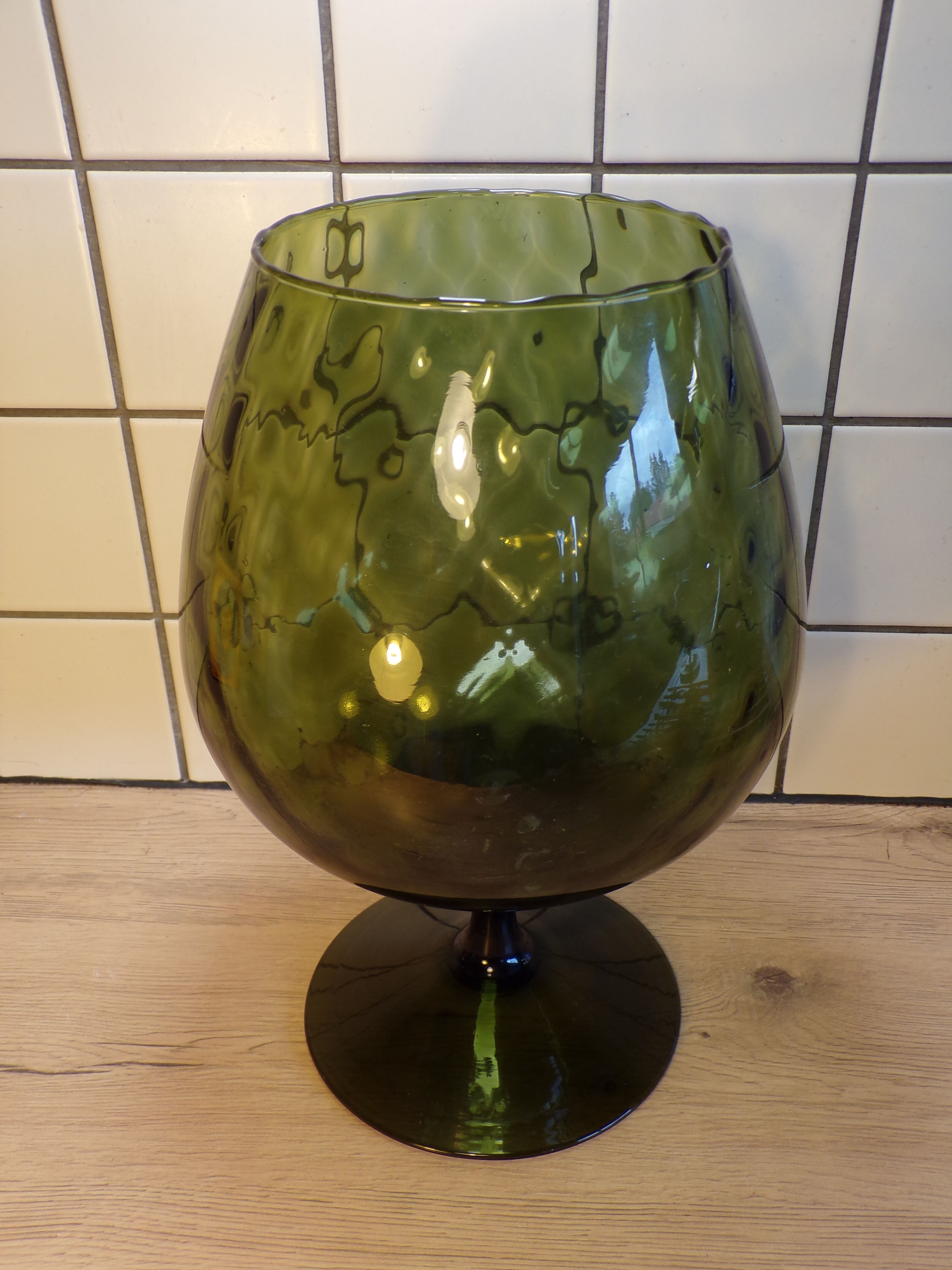 Green frosted glass vase