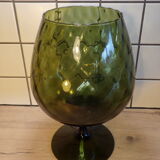 Green frosted glass vase