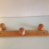 Three-headed varnished wooden coat rack, Scandinavian style / vintage 60s-70s