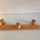 Patere en bois verni  à trois tetes style scandinave / vintage années 60-70