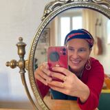 Psyche mirror, early XX th in golden brass