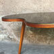 Coffee table bean shiny black glass top wood feet