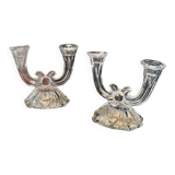 Vintage molded glass candle holders