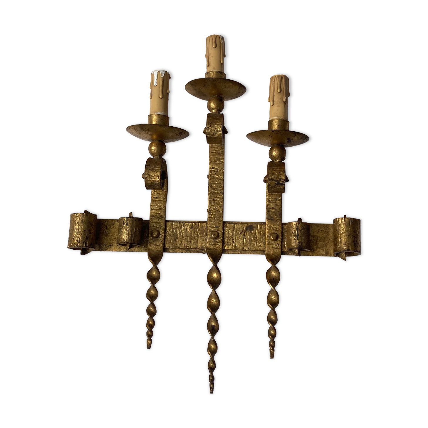 Wrought iron wall sconce brutalist