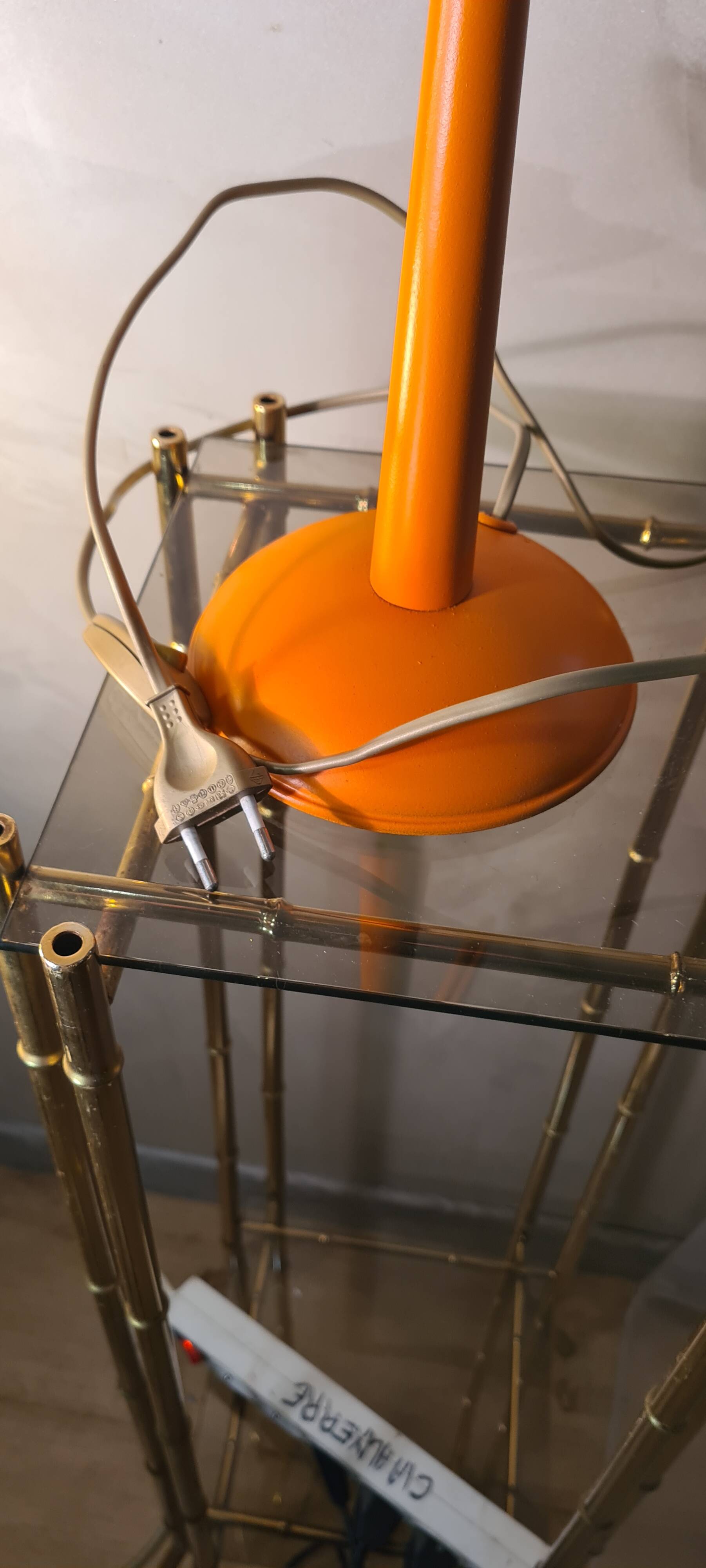 Orange painted steel lamp