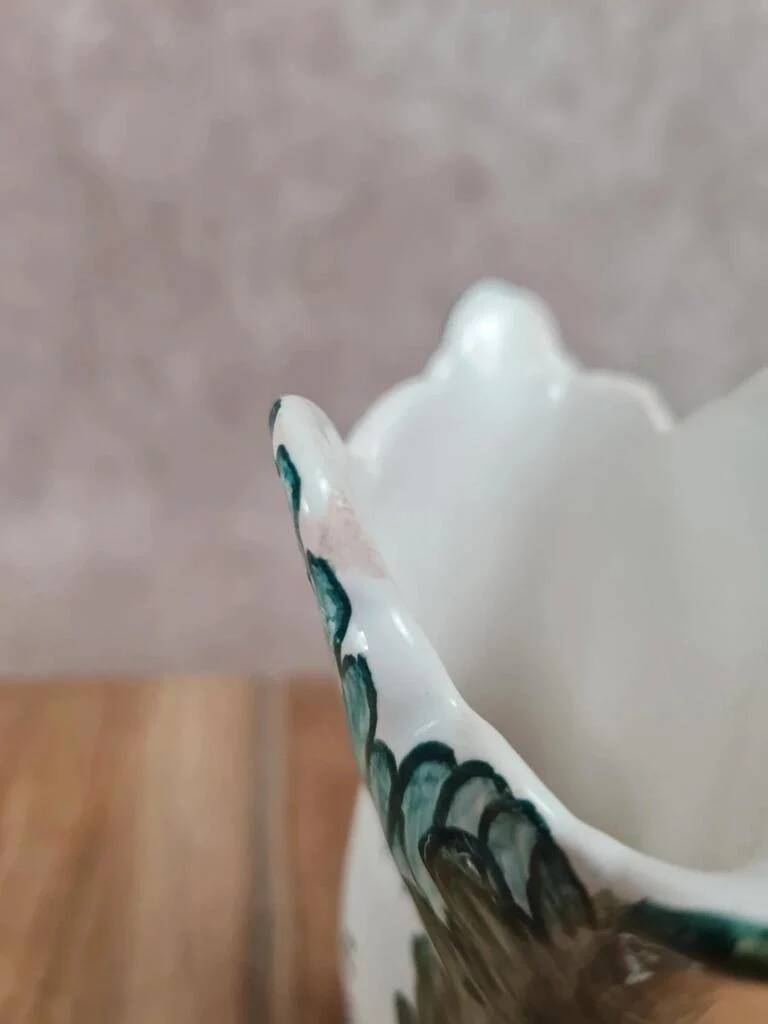 Small earthenware vase signed Figas – hand-painted floral decoration