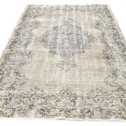5x9 Rug For Living Room Gray Blue Handmade Wool Antique Turkish Rug, 156x264Cm