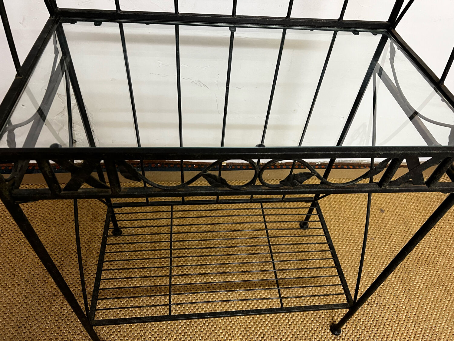 Antique wrought iron shelf
