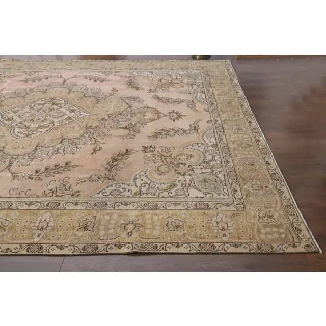1960s Persian Handmade Wool Cotton Orange Oversized Area Rug 294x379
