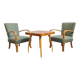 Halabala “Spider” coffee table and Hungarian late Art Deco armchairs, 1950s