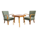 Halabala “Spider” coffee table and Hungarian late Art Deco armchairs, 1950s