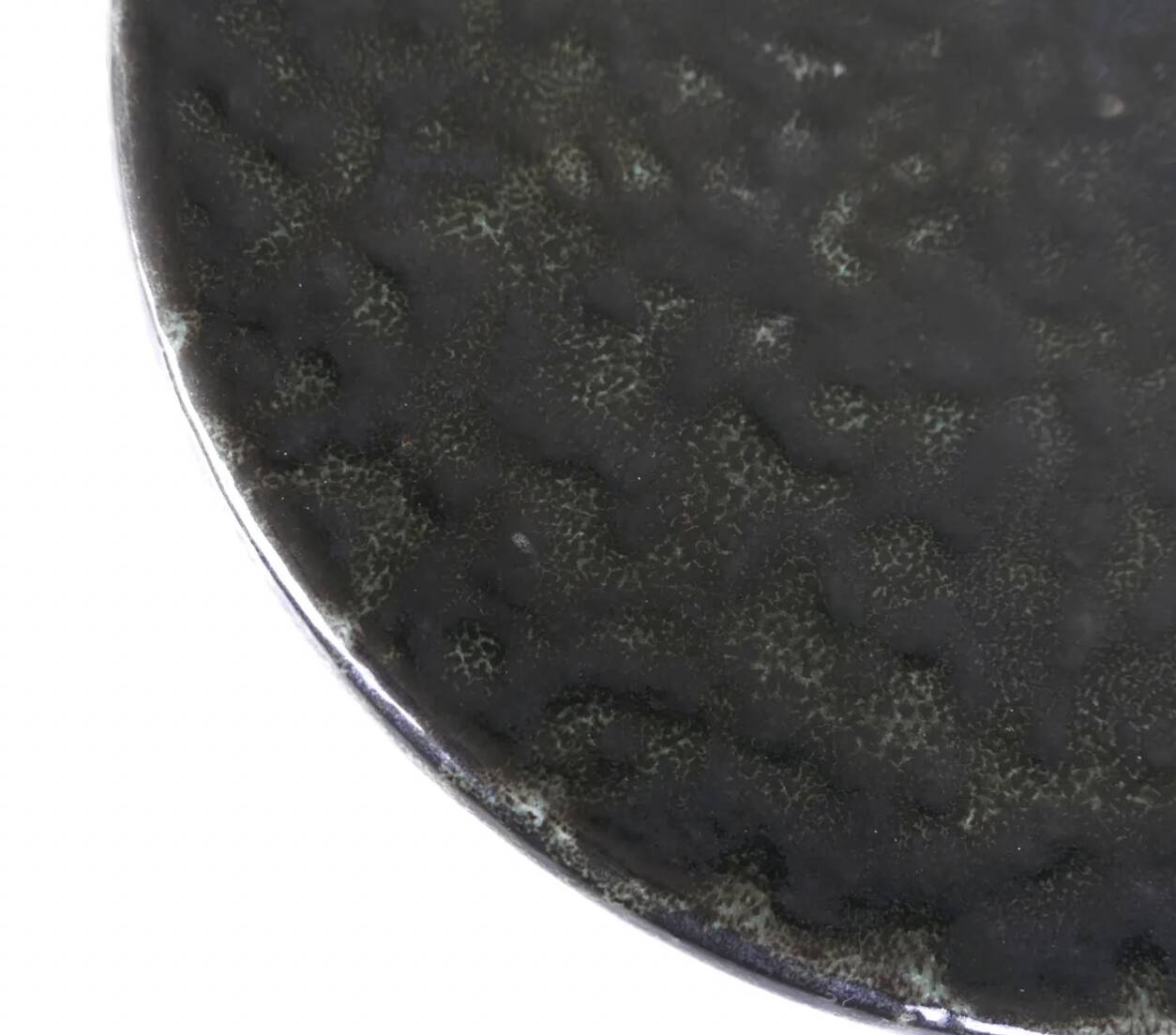 Round Accolay plate in black ceramic, 1960s centrepiece.