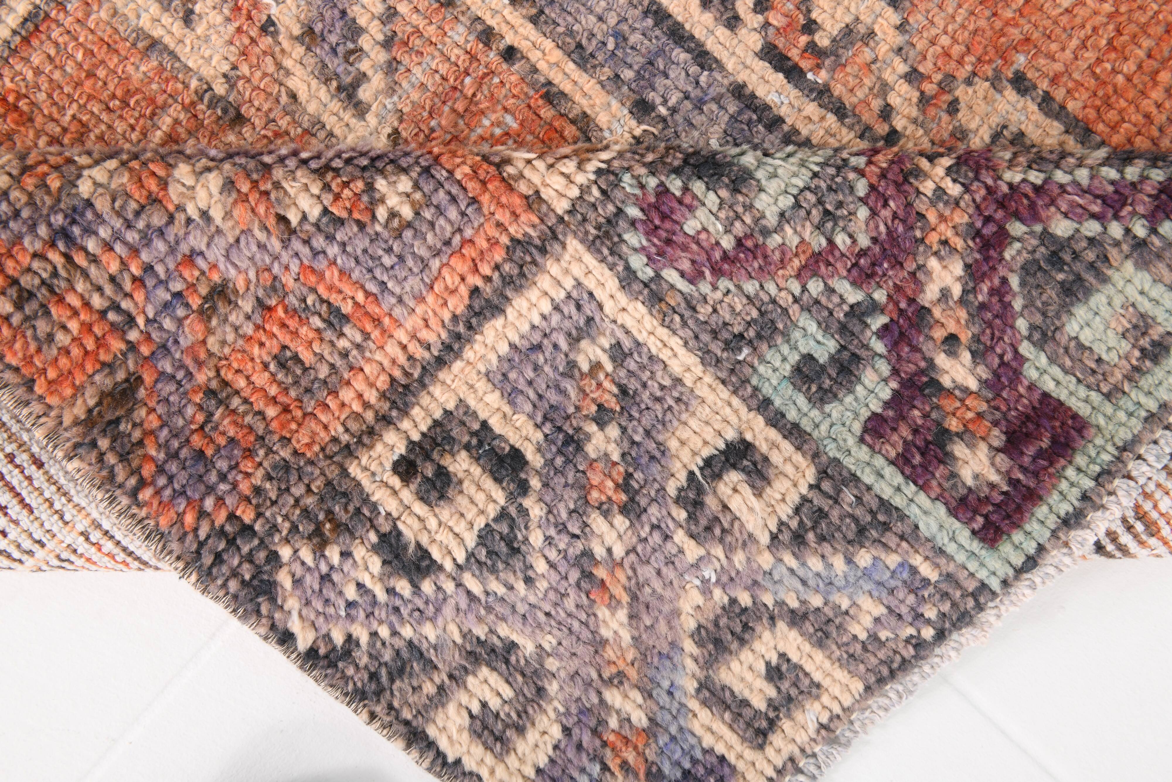 Burgundy & Red Vintage Persian Rug, 153x336Cm