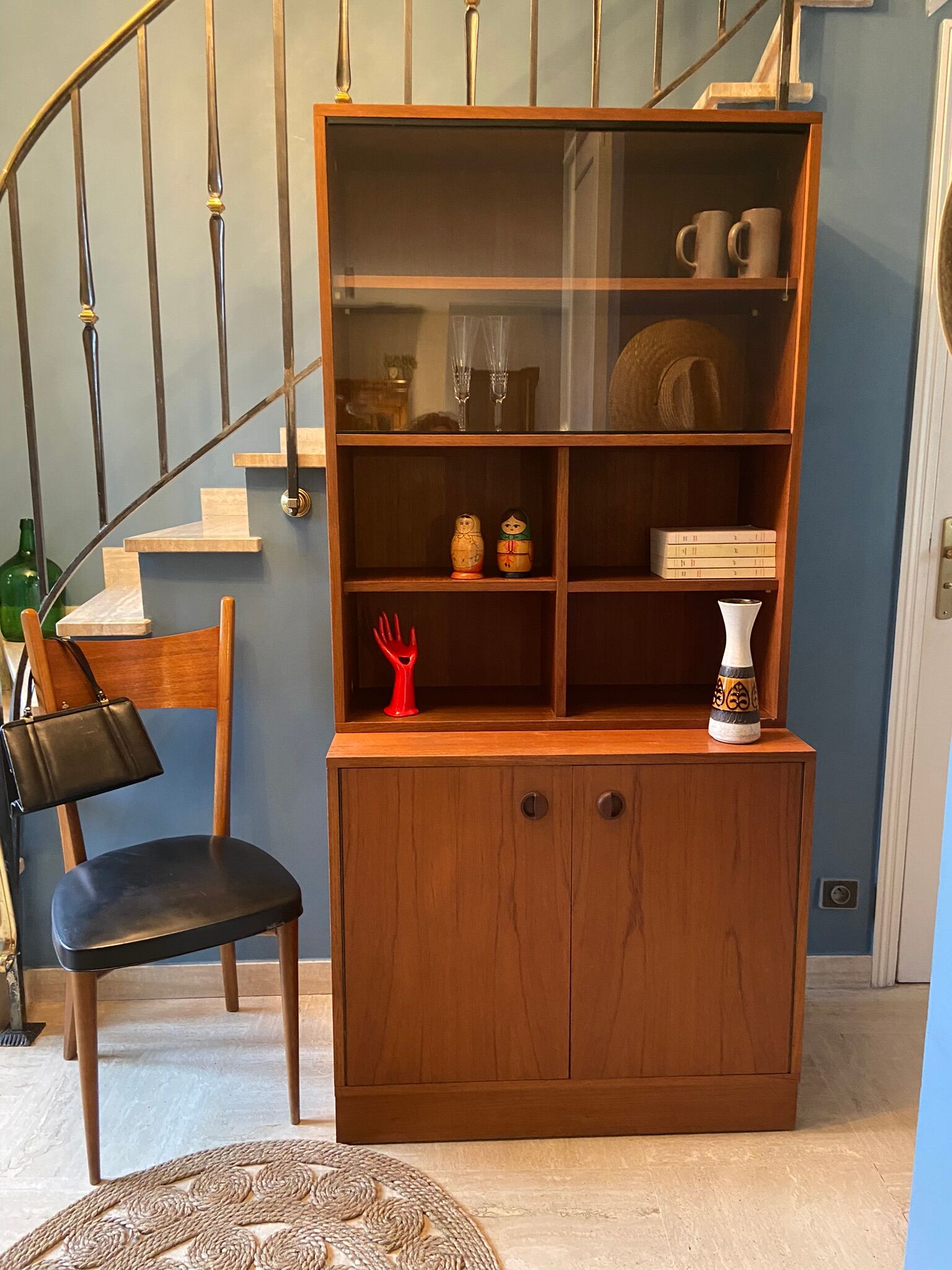 Library vintage teak showcase 1960