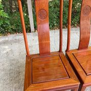 Set of 5 Chinese Ming chairs in solid rosewood – Engraved Shou pattern 70