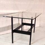 Modernist coffee table in metal, glass and brass - 1950s