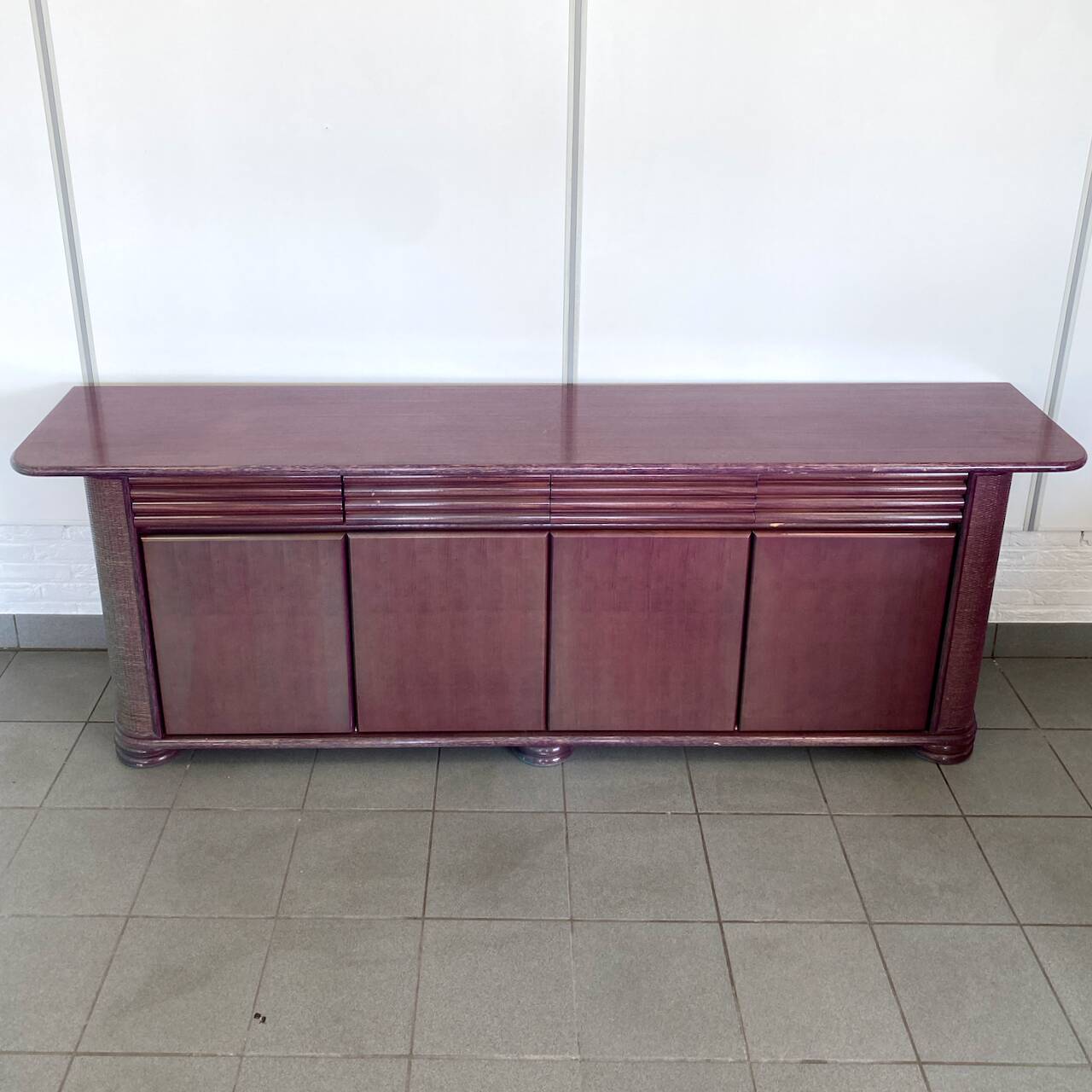 ROBERTI RATTAN PINK/PURPLE SIDEBOARD - ITALY 1990'S