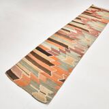 Tribal Pattern Vintage Kilim Runner Rug, 80x347Cm