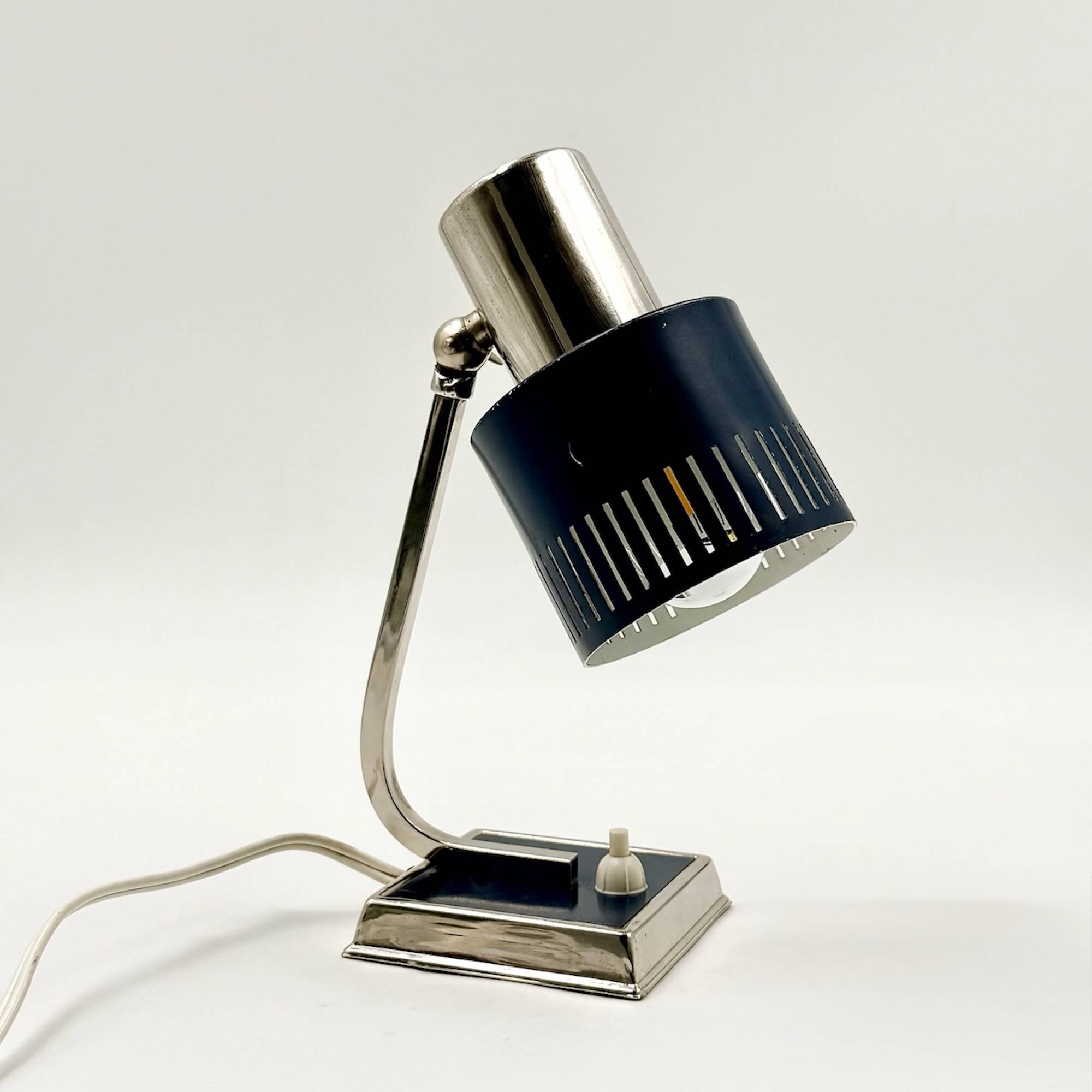 Vintage blue and chrome desk lamp from the 70s.