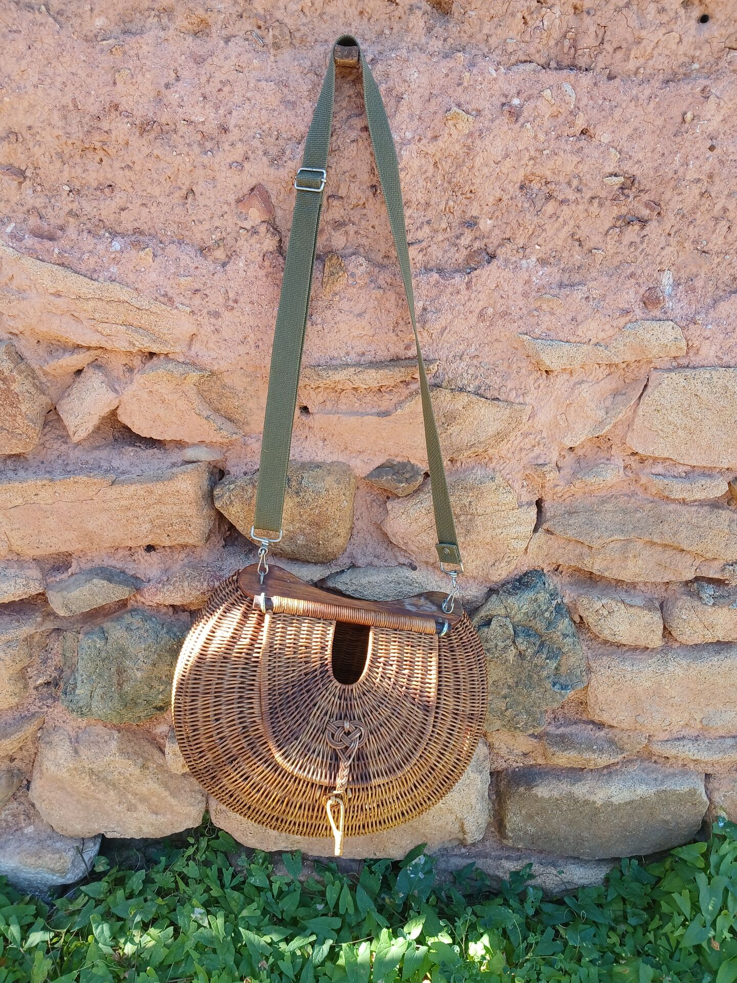 Large handmade wicker fishing basket