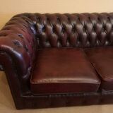 Burgundy leather chesterfield sofa two seater