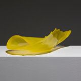 Yellow murano glass shell bowl, luigi mellara, 1970s