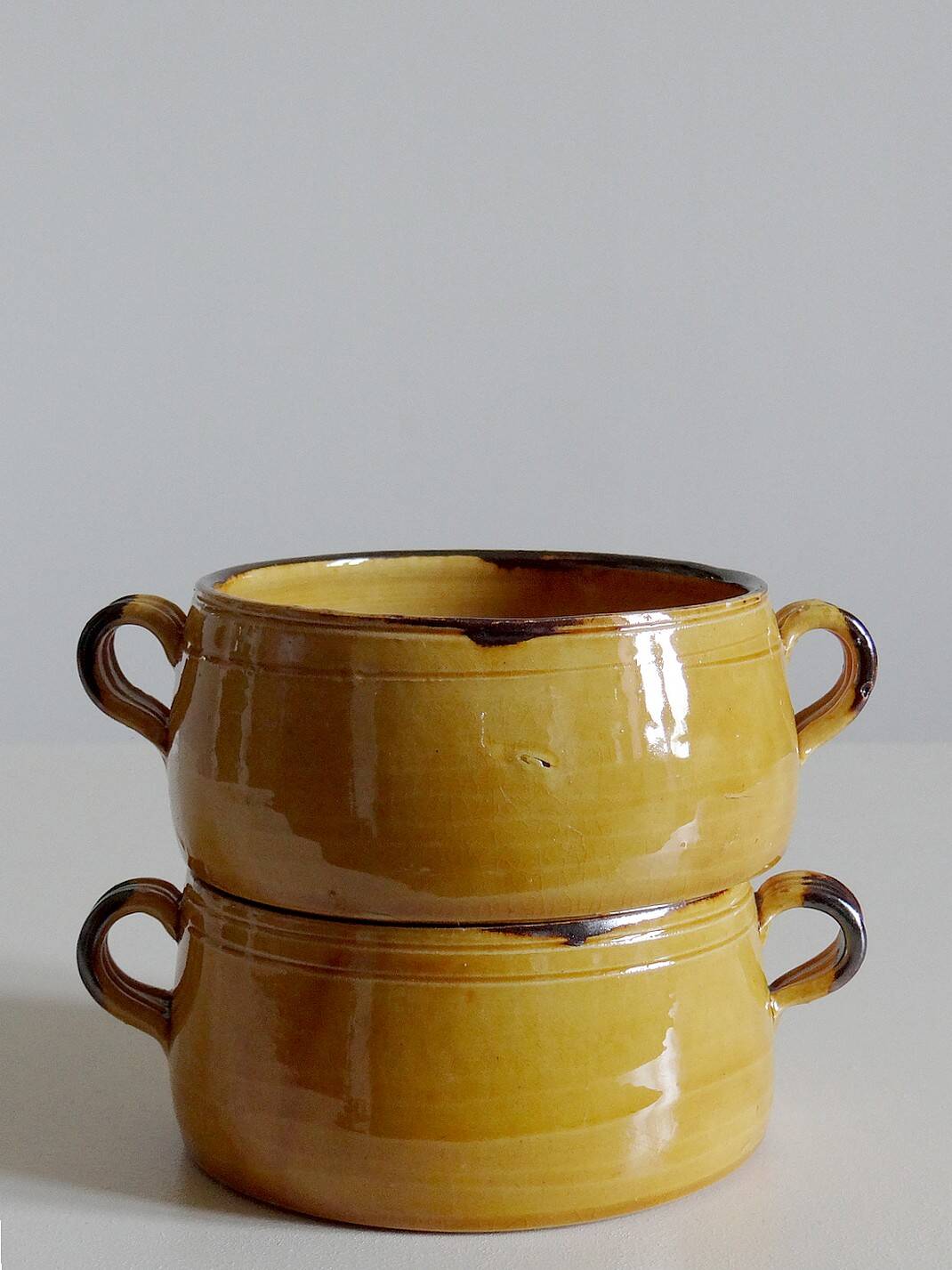 Duo of Vallauris bowls with handles