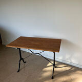 Oak bistro table and cast iron legs