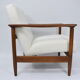 Fauteuil vintage original restauré poil de bras, designer E. Homma, années 1960, blanc bouclé
