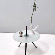 Tripod Beech and Glass Side Table in the Style of Cesare Lacca, Italy, 1980